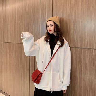 Casual γυναικείο φούτερ  σε τρία χρώματα μαύρο, πράσινο και λευκό με φερμουάρ