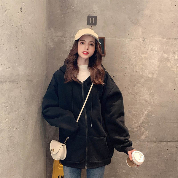 Casual γυναικείο φούτερ  σε τρία χρώματα μαύρο, πράσινο και λευκό με φερμουάρ