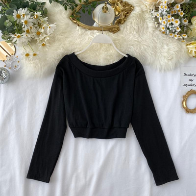 Καθημερινή γυναικεία μπλούζα με μακριά μανίκια και γυμνά ώμους σε διάφορα χρώματα