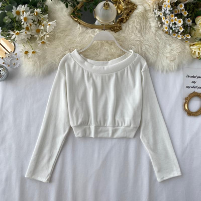 Καθημερινή γυναικεία μπλούζα με μακριά μανίκια και γυμνά ώμους σε διάφορα χρώματα