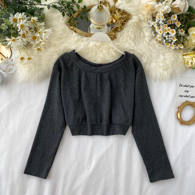 Καθημερινή γυναικεία μπλούζα με μακριά μανίκια και γυμνά ώμους σε διάφορα χρώματα