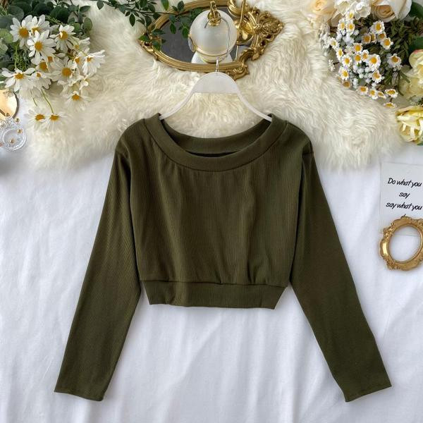 Καθημερινή γυναικεία μπλούζα με μακριά μανίκια και γυμνά ώμους σε διάφορα χρώματα