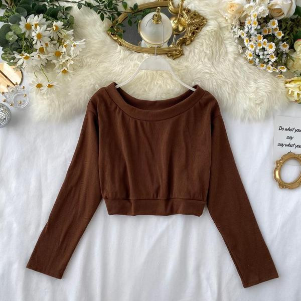 Καθημερινή γυναικεία μπλούζα με μακριά μανίκια και γυμνά ώμους σε διάφορα χρώματα