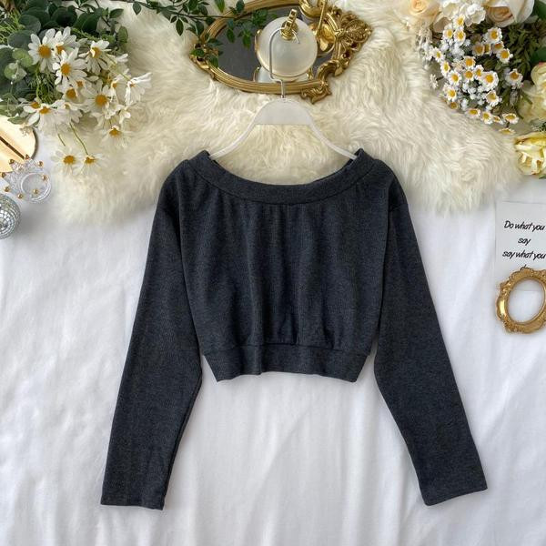 Καθημερινή γυναικεία μπλούζα με μακριά μανίκια και γυμνά ώμους σε διάφορα χρώματα