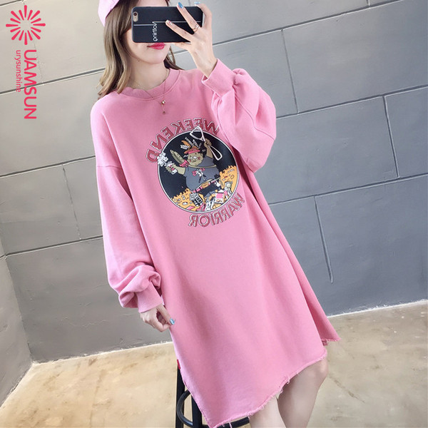 Rochie scurta de dama de toamna cu maneci lungi si aplicatie in gri, galben si roz