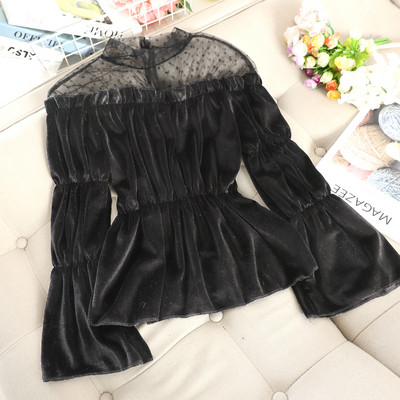 Μοντέρνα γυναικεία μπλούζα με ωοειδές λαιμό και φαρδιά μανίκια σε διάφορα χρώματα