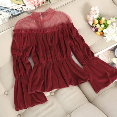 Μοντέρνα γυναικεία μπλούζα με ωοειδές λαιμό και φαρδιά μανίκια σε διάφορα χρώματα