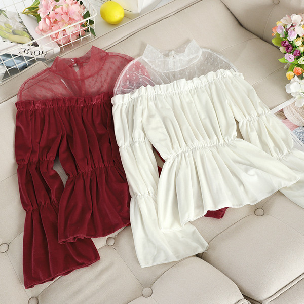 Μοντέρνα γυναικεία μπλούζα με ωοειδές λαιμό και φαρδιά μανίκια σε διάφορα χρώματα