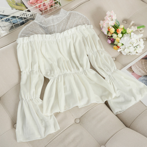 Μοντέρνα γυναικεία μπλούζα με ωοειδές λαιμό και φαρδιά μανίκια σε διάφορα χρώματα