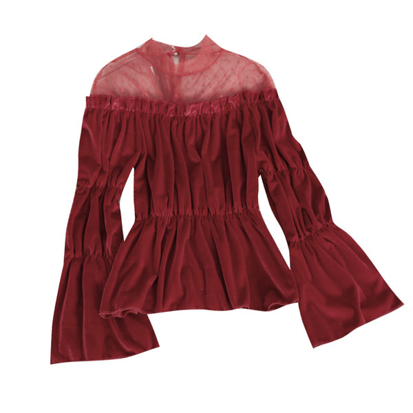 Μοντέρνα γυναικεία μπλούζα με ωοειδές λαιμό και φαρδιά μανίκια σε διάφορα χρώματα