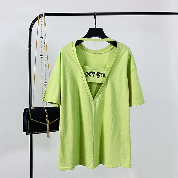 Tricou dama cu aplicatie de culoare verde si negru