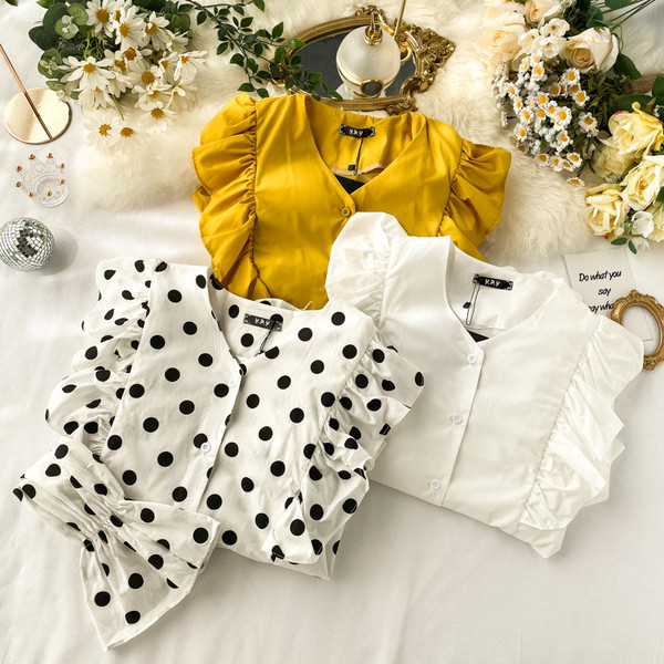 Casual γυναικείο πουκάμισο με κουμπιά και μπούκλες σε τρία χρώματα