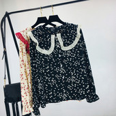 Cămașă casual de damă cu aplicație în alb și negru