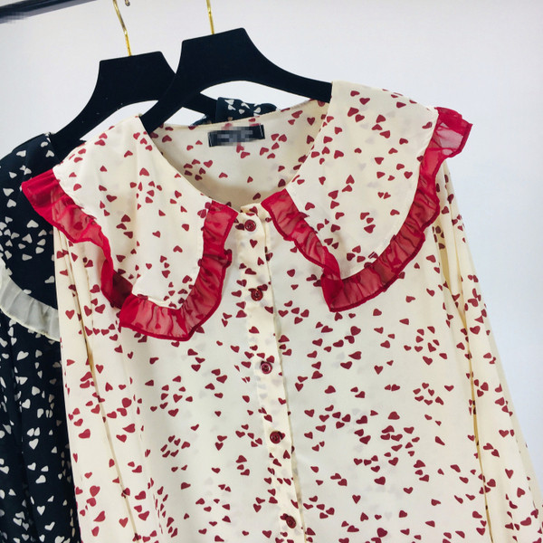 Cămașă casual de damă cu aplicație în alb și negru