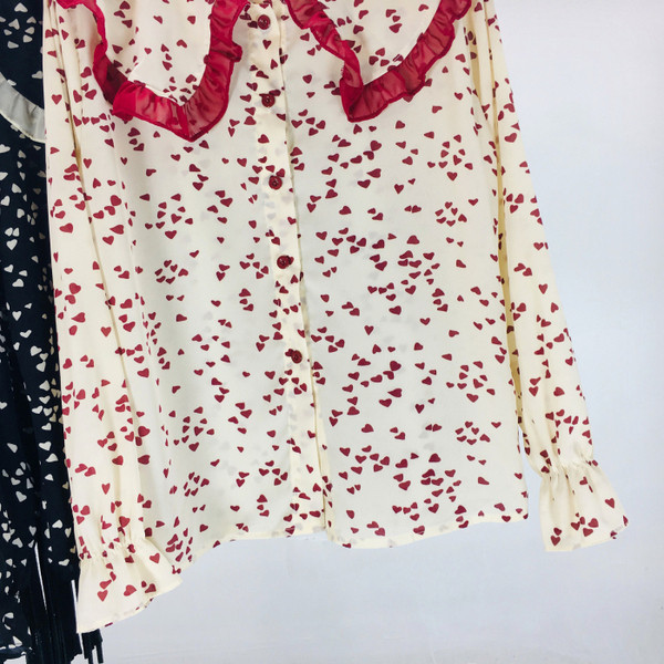 Cămașă casual de damă cu aplicație în alb și negru