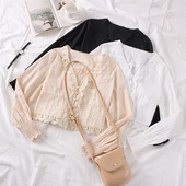 Új modell modern női ing spitz nyakkivágással fehér, fekete és bézs színekben