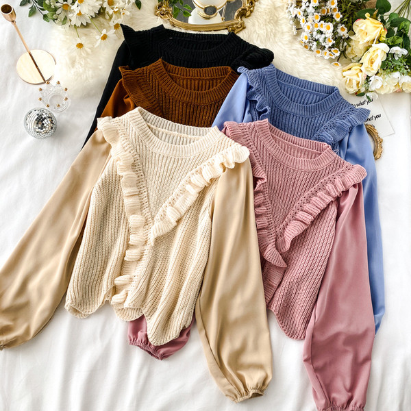 Γυναικείο πουλόβερ με στρογγυλό λαιμόκοψη σε διάφορα χρώματα