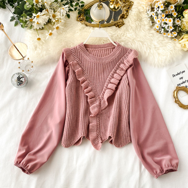 Γυναικείο πουλόβερ με στρογγυλό λαιμόκοψη σε διάφορα χρώματα