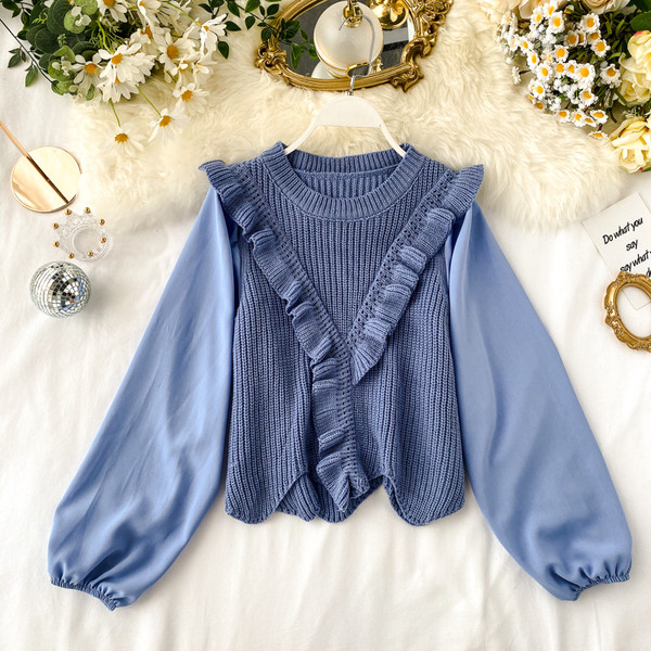 Γυναικείο πουλόβερ με στρογγυλό λαιμόκοψη σε διάφορα χρώματα