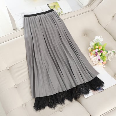 Fusta de dama plisata cu dantela in mai multe culori