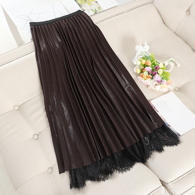 Fusta de dama plisata cu dantela in mai multe culori