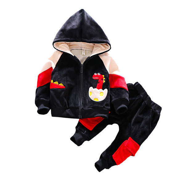 Model nou actual set copii pentru baieti hanorac din doua piese cu gluga + pantaloni cu buzunare