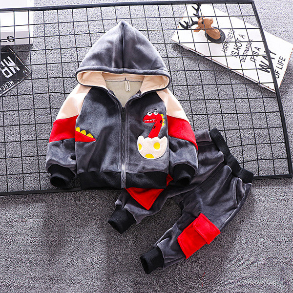 Model nou actual set copii pentru baieti hanorac din doua piese cu gluga + pantaloni cu buzunare