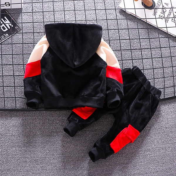 Model nou actual set copii pentru baieti hanorac din doua piese cu gluga + pantaloni cu buzunare