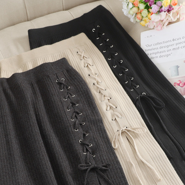 Fusta casual dama cu cravate si talie inalta in mai multe culori