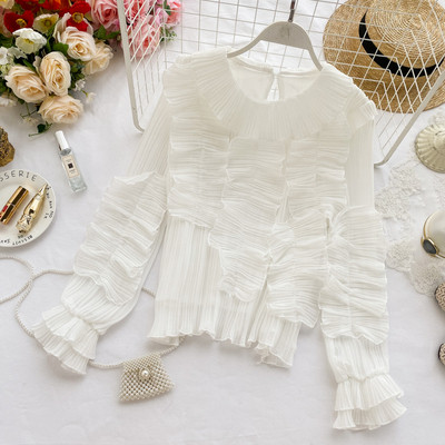 Μοντέρνο γυναικείο πλισέ πουκάμισο σε διάφορα χρώματα