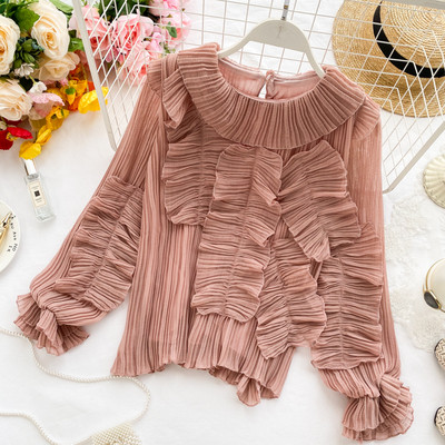 Μοντέρνο γυναικείο πλισέ πουκάμισο σε διάφορα χρώματα