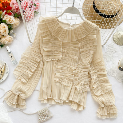 Μοντέρνο γυναικείο πλισέ πουκάμισο σε διάφορα χρώματα