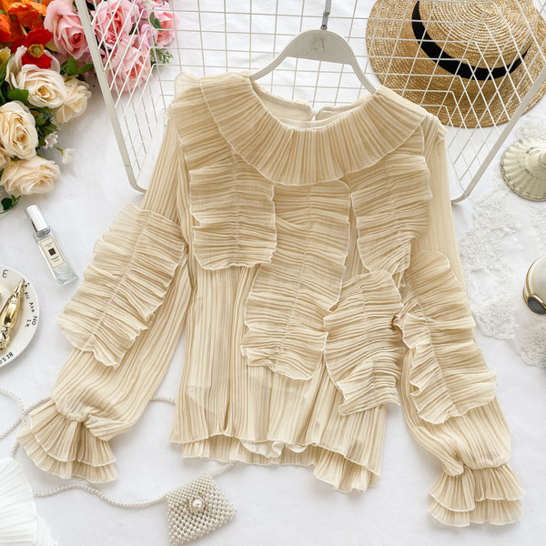 Μοντέρνο γυναικείο πλισέ πουκάμισο σε διάφορα χρώματα