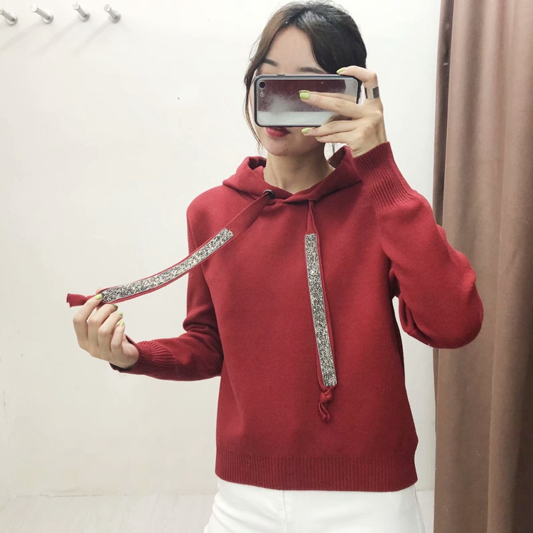 Pulover scurt de dama cu gluga si cravate in mai multe culori