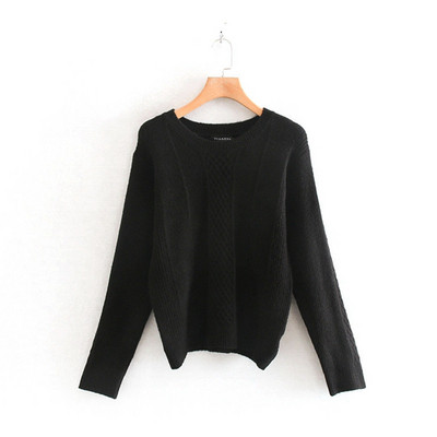 Γυναικείο casual πουλόβερ με οβάλ λαιμόκοψη και μακρύ μανίκι σε τρία χρώματα