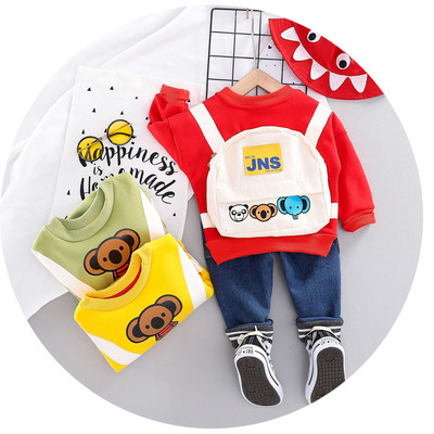Модерен детски комплект от две части блуза с апликация + дънки 