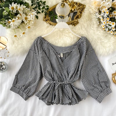 Γυναικεία καρό πουκάμισο με λαιμόκοψη σε τρία χρώματα