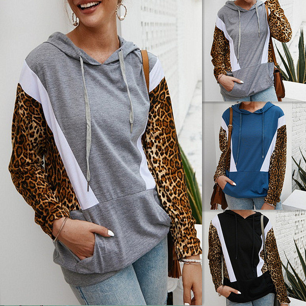 Hanorac zilnic de damă cu glugă și model animal în trei culori