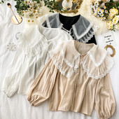 Cămașă de damă modernă cu guler din dantelă în mai multe culori