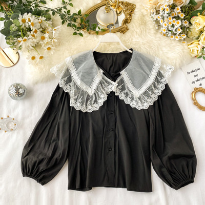 Cămașă de damă modernă cu guler din dantelă în mai multe culori