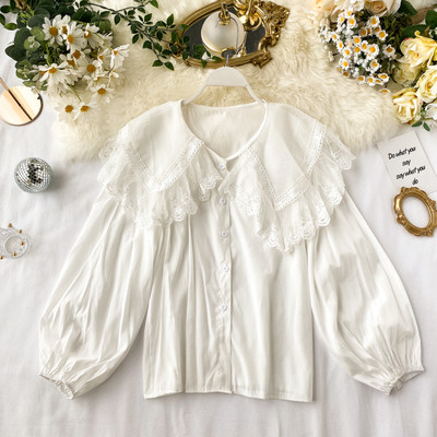 Cămașă de damă modernă cu guler din dantelă în mai multe culori