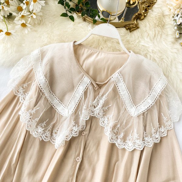 Cămașă de damă modernă cu guler din dantelă în mai multe culori