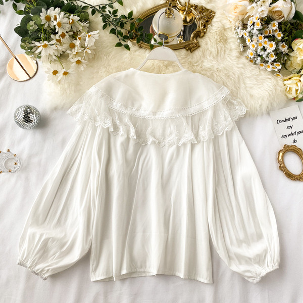 Cămașă de damă modernă cu guler din dantelă în mai multe culori