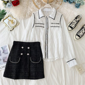 Κομψό γυναικείο σετ μπλούζα και φούστα σε τρία χρώματα