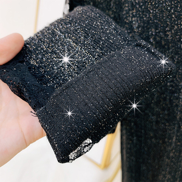 Pulover de dama modern cu dantela si decolteu spitz in mai multe culori