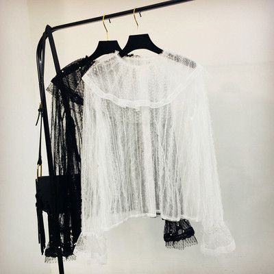 Női csipke ing fekete-fehér színben