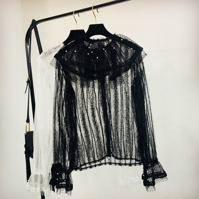 Női csipke ing fekete-fehér színben