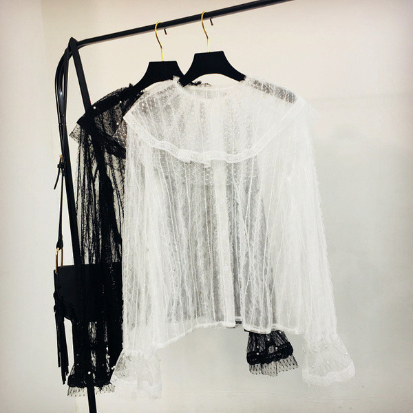 Női csipke ing fekete-fehér színben