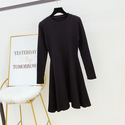 Μοντέρνο γυναικείο φόρεμα με μακριά μανίκια σε τρία χρώματα