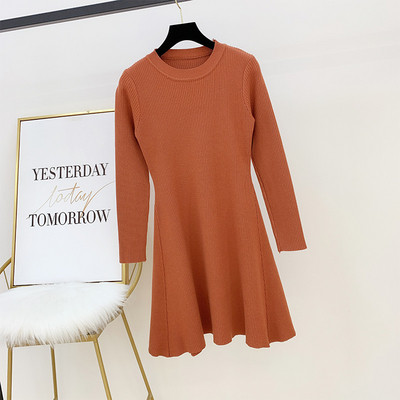 Μοντέρνο γυναικείο φόρεμα με μακριά μανίκια σε τρία χρώματα